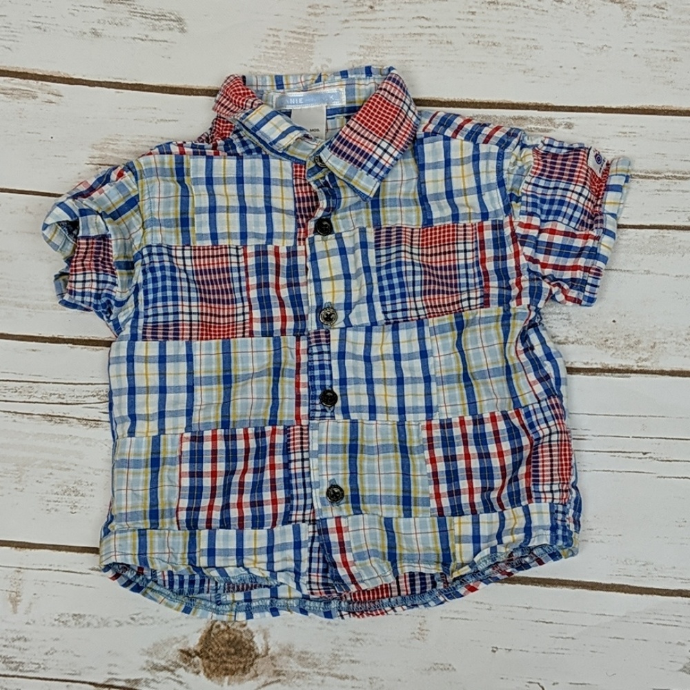 Janie & Jack Madras Plaid Button-Up 3-6M
